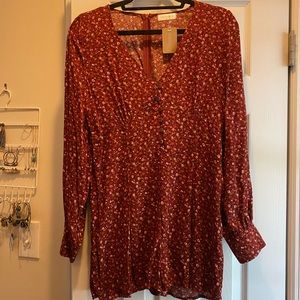 Vestique romper - red / burgundy with floral design - NWT